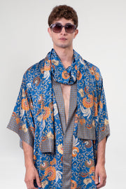 Detail of the Birds and Bees Full-Length Kimono's collar and sleeves, emphasizing the quality craftsmanship and design.